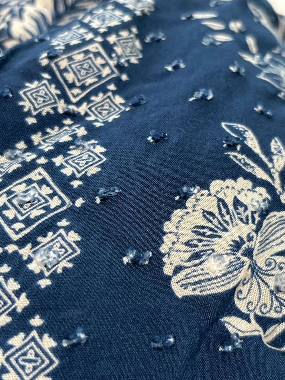 Christopher & Banks Blue Boho Blouse S Tassel Tie Rayon Used Lightweight - Picture 13 of 15